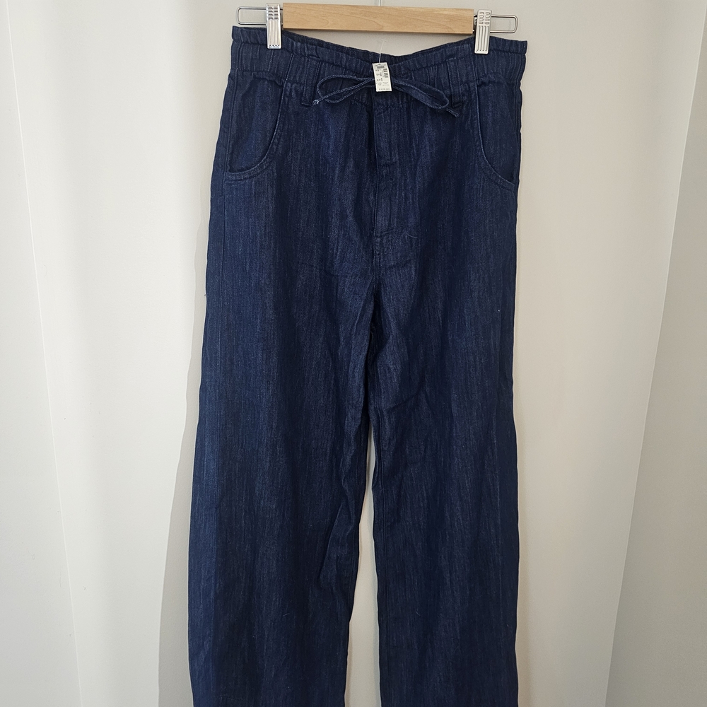 Madewell Wide Leg Chambray Pants NWT Size 27 Tie Waist Lightweight - Picture 3 of 5